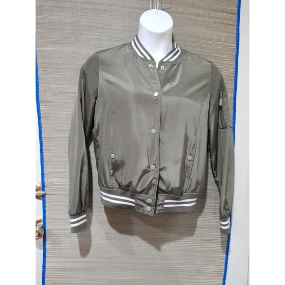Jou Jou Bomber Jacket Green/White, Size L - Picture 1 of 7